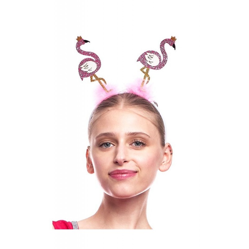 Diadema Rosa parejas de  Flamencos con Purpurina.