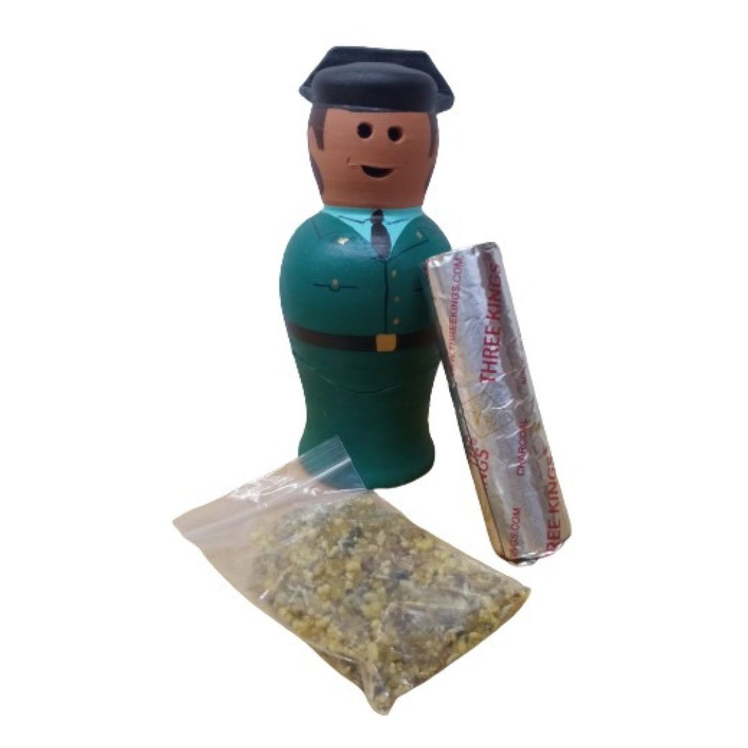 Pack Incienso(dulce-vainilla) Pastillas Carbon Tres Reyes e Inciensario Guardia Civil