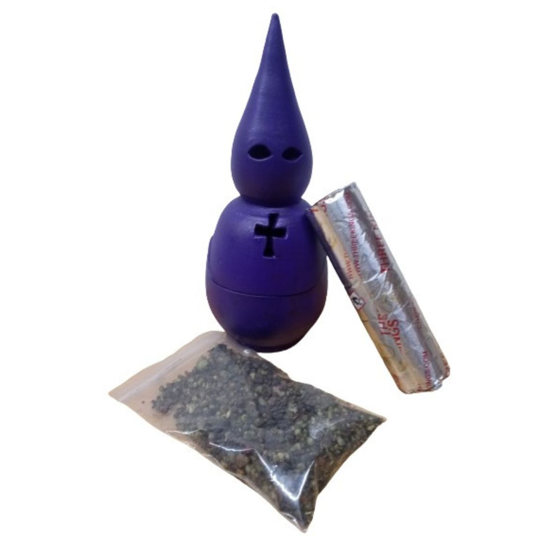 Pack Incienso (serio-mirra),Paquete Pastillas Carbon Tres Reyes e Inciensario Nazareno Morado