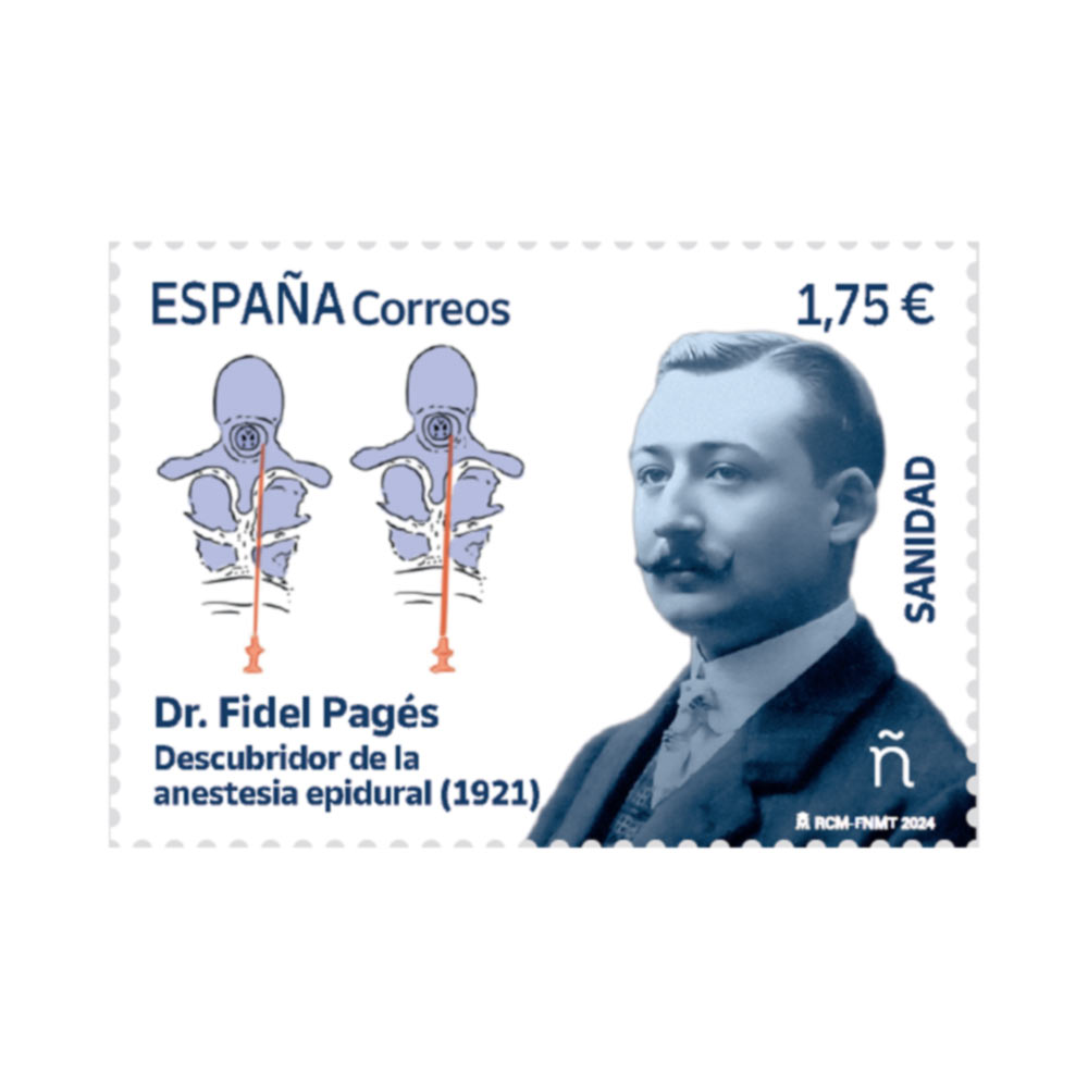 Sello Dr. Miguel Pagés descubridor de la anestesia epidural (1921) | Sanidad | Pack de 5