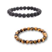 miniatura Pack Pulsera Ojo de Tigre y Pulsera de Roca de Lava