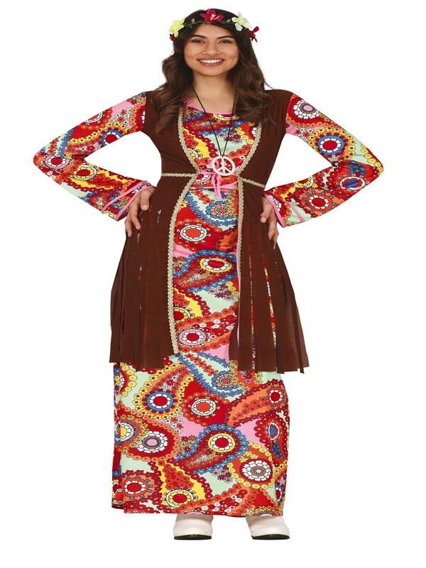 Disfraz vestido largo hippie 1