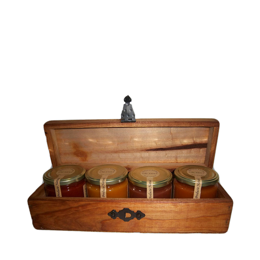 Baúl de madera con mermeladas - 4x340 ml
