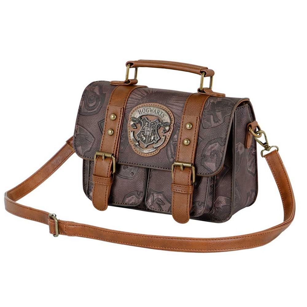 Bolso Satchel  Harry Potter Con Escudo Metálico de Hogwarts Colección  Pride - 23x19x9 cm