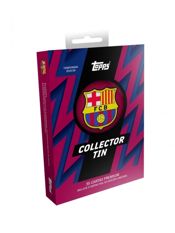miniatura FC Barcelona Collector Tin Topps Lamine Yamal Messi 2025 2026 Posible autógrafo