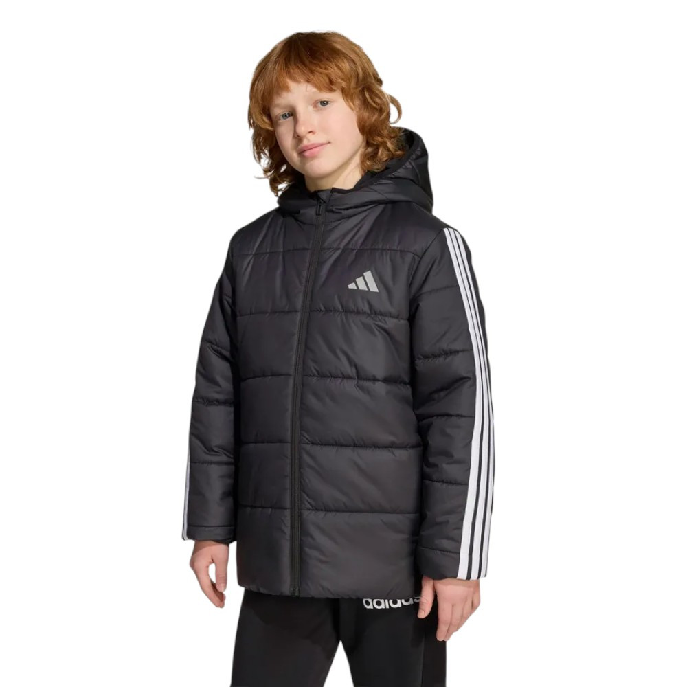 Imagen CHAQUETON ADIDAS ESSENTIALS 3 BANDAS NEGRO BLANCAS JL7402 CHAQUETA NIÑO NIÑA