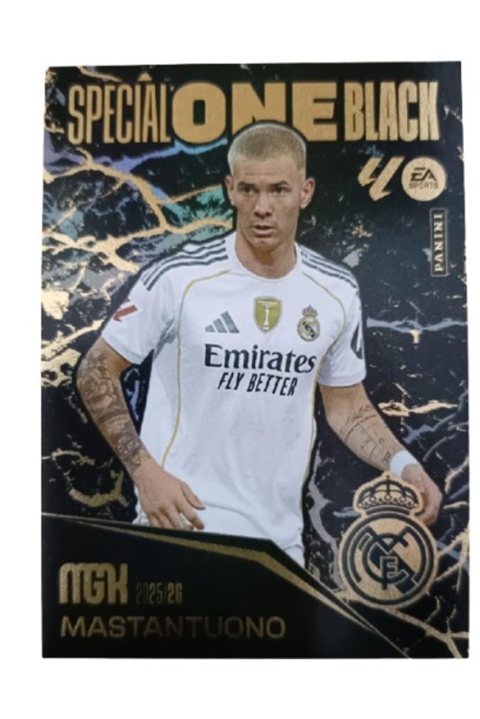 Franco Mastantuono Real Madrid Tercera Edición Nuevo Special One Black Megacracks 2025 2026 MGK Panini
