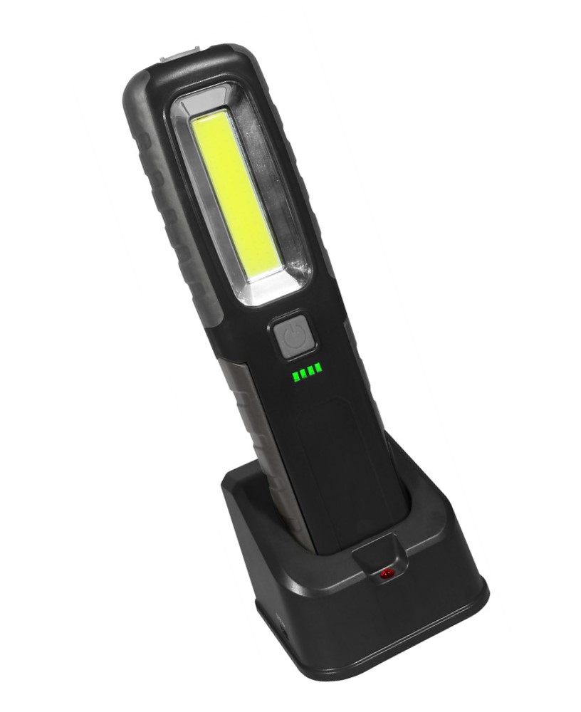 Linterna de trabajo LED recargable + UV ultravioleta con base IP54. 7 W