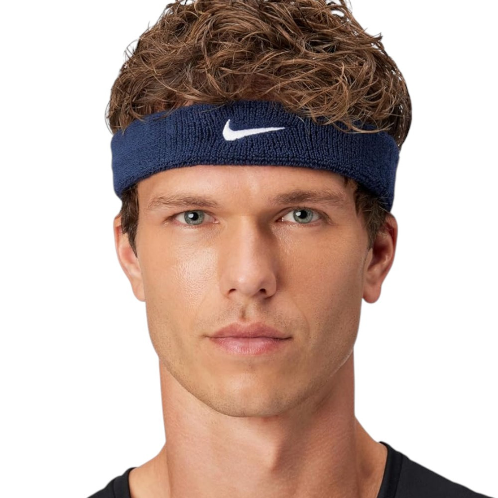 Imagen CINTA NIKE SWOOSH CLASSIC AZUL MARINO N1012407463 DIADEMA FELPA HEADBAND