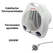 miniatura Termoventilador Ovalado ORYX Calefactor Eléctrico 2000W con Termostato 2