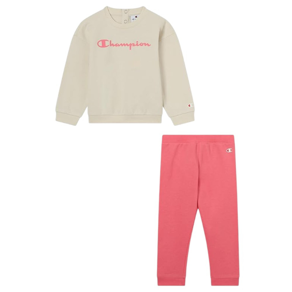Imagen CHANDAL CHAMPION SWEATSUITS INFANTIL ROSA BEIGE 405235-WW056 CONJUNTO NIÑO NIÑA