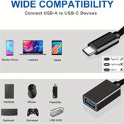 miniatura Cable OTG Tipo C a USB Negro - Adaptador de 20 cm para conexión rápida 2