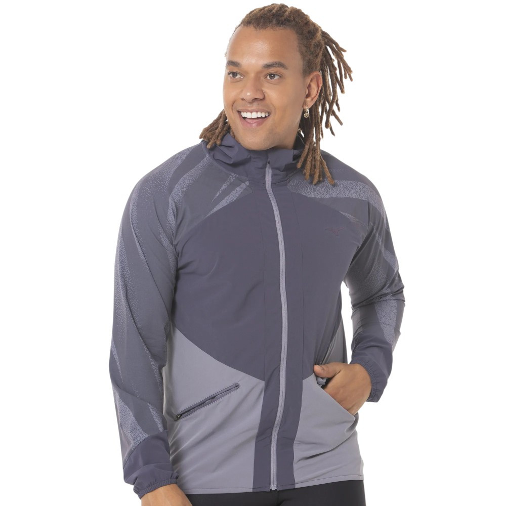 Imagen CORTAVIENTOS MIZUNO ACTIVE ALPHA HODDED JACKET GRIS J2GEC503-07 CHAQUETA RUNNING HOMBRE