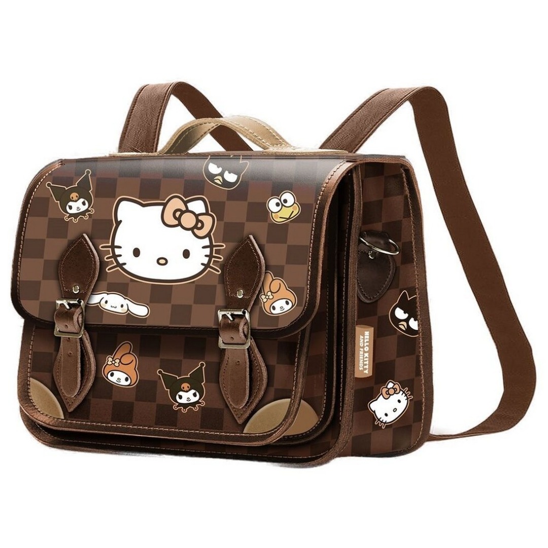Bolso Mochila Satchel Squares Hello Kitty 27x20x11,5cm