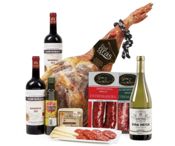 miniatura Lote 26: Cesta de Navidad Jamonera con Paleta Duroc y Vinos Elegantes 1