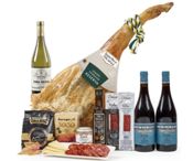 miniatura Lote 27: Cesta de Navidad Jamonera con Jamón Reserva 12 Meses y Vinos Rioja 1