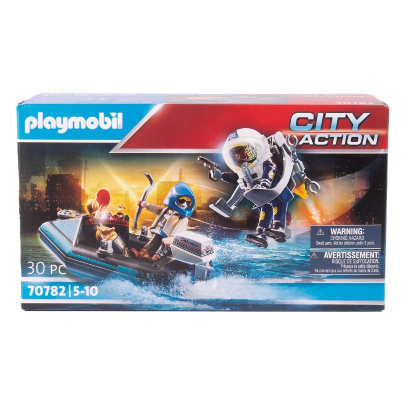 Persecución Policial con Mochila Propulsora de Playmobil