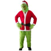 miniatura Disfraz El Grinch Duende Verde Peludo con Traje de Navidad Adulto 7
