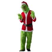 miniatura Disfraz El Grinch Duende Verde Peludo con Traje de Navidad Adulto 9