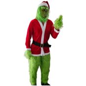 miniatura Disfraz El Grinch Duende Verde Peludo con Traje de Navidad Adulto 8