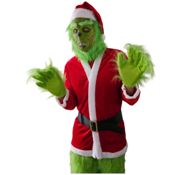 miniatura Disfraz El Grinch Duende Verde Peludo con Traje de Navidad Adulto 3
