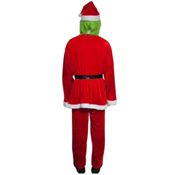 miniatura Disfraz El Grinch Criatura Verde Navideña con Traje Papá Noel Rojo 7