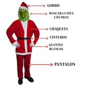miniatura Disfraz El Grinch Criatura Verde Navideña con Traje Papá Noel Rojo 3
