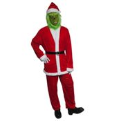 miniatura Disfraz El Grinch Criatura Verde Navideña con Traje Papá Noel Rojo 4