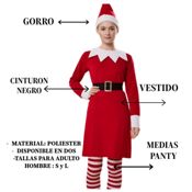 miniatura Disfraz Elfa Navidad Traje Rojo Mujer 3