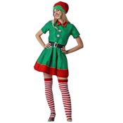 miniatura Disfraz Elfa Navideña Vestido Verde manga corta Mujer 5