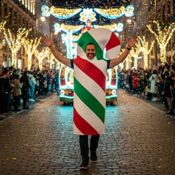 miniatura Disfraz Bastón de Caramelo Navideño Adulto 3