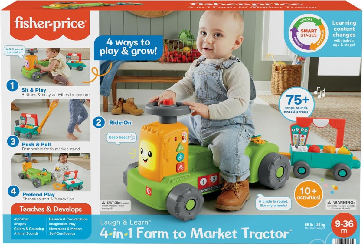 Fisher-Price Ríe y aprende Tractor 4 en 1 Correpasillos 1