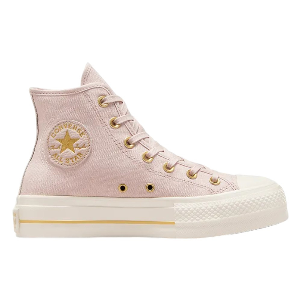 Imagen ZAPATILLAS CONVERSE CHUCK TAYLOR CTAS LIFT HI PLATAFORMA ROSA FLUSH STONE EGRET DORADO A10431C CASUAL MUJER