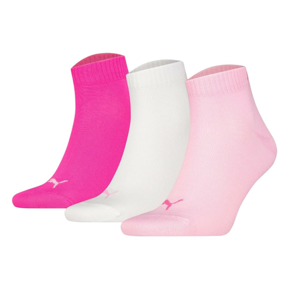 Imagen CALCETINES PUMA PLAIN PACK 3 PARES ROSA BLANCAS FUCSIA 701230337-422 UNISEX MEDIA ALTURA