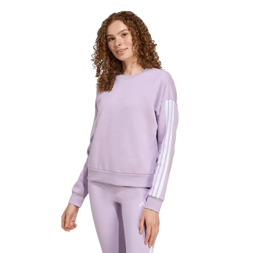 Imagen SUDADERA ADIDAS 3STRIPES FL SWT MORADO CIRPOL BLANCAS JX7690 HOODIE CASUAL MUJER