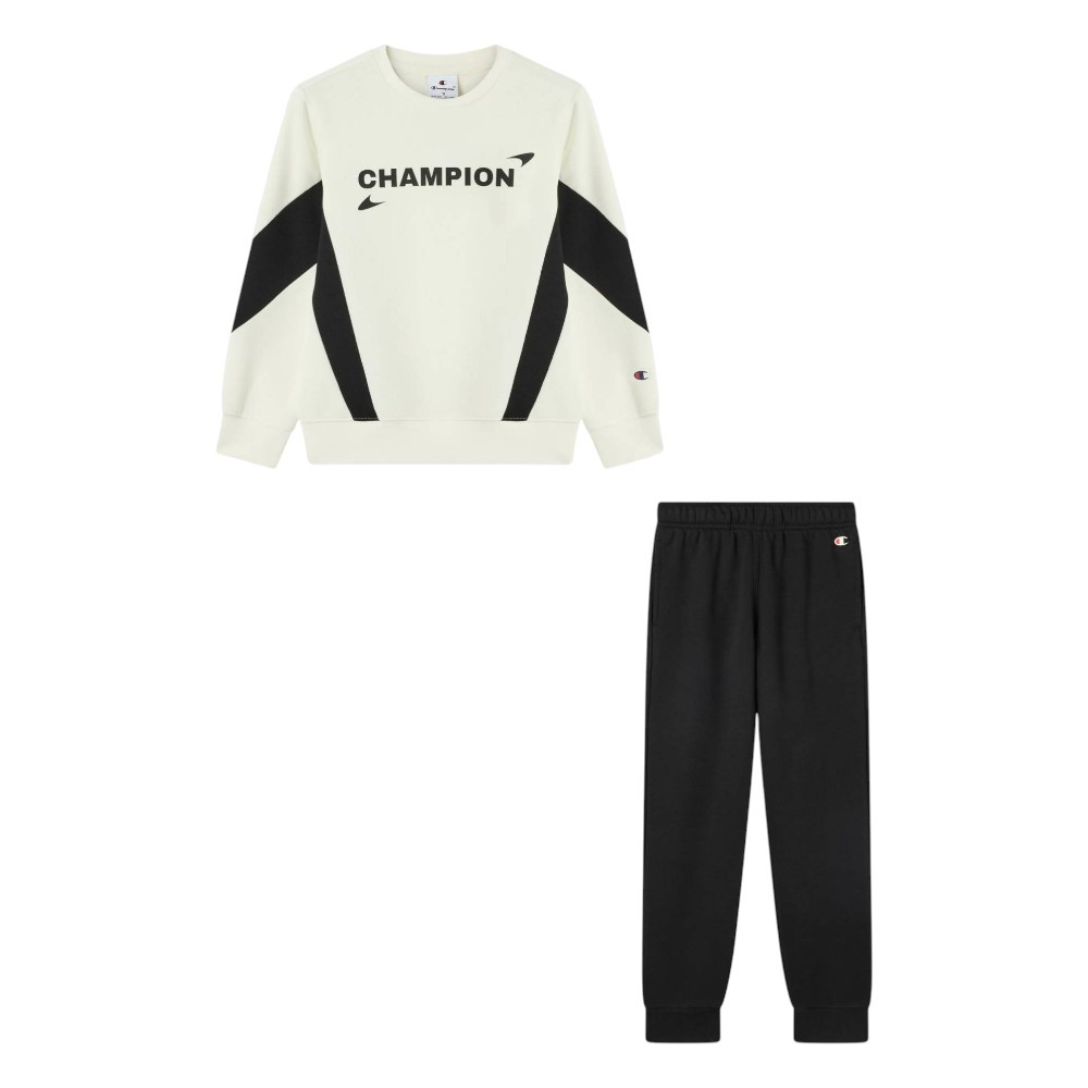 Imagen CHANDAL CHAMPION SWEATSUIT NEGRO BLANCAS 307299-WW049 CONJUNTO SUDADERA PANTALON NIÑO NIÑA