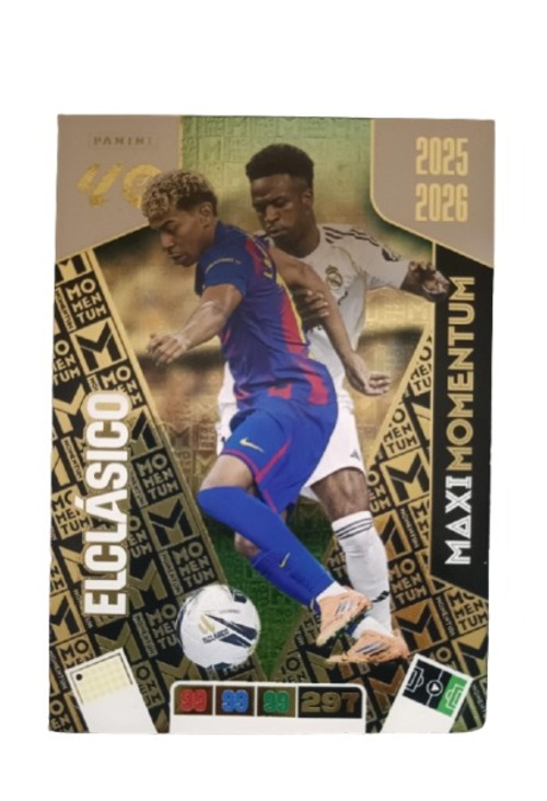 El Clásico Maxi Momentum Adrenalyn XL 2025 2026 Carta Colección Panini Lamine Yamal Vinicius