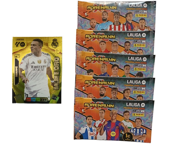 Kylian Mbappé Balón de Oro + 5 sobres normales Adrenalyn XL 2025 2026 Carta Colección Panini