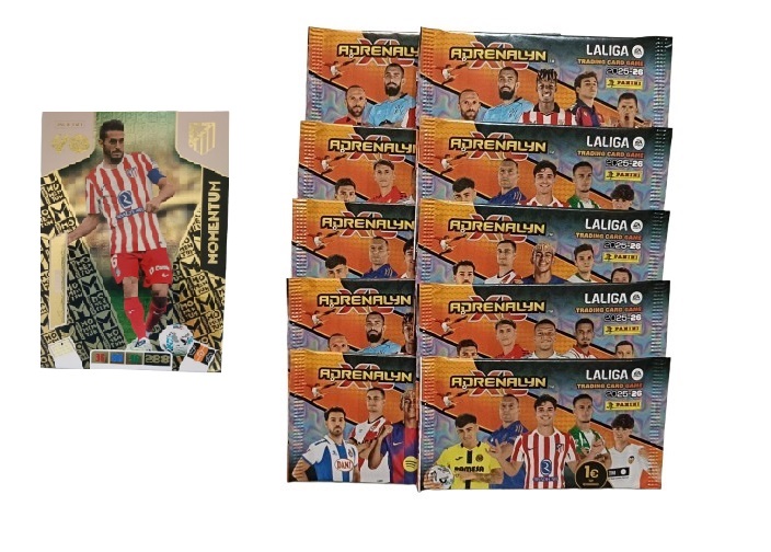 Koke Momentum + 10 sobres normales Adrenalyn XL 2025 2026 Carta Colección Panini