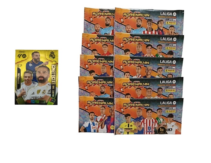 Carvajal Balón de Oro Excellence + 10 sobres normales Adrenalyn XL 2025 2026 Carta Colección Panini