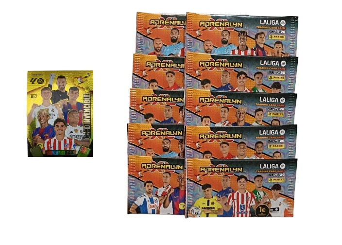 Card Invencible + 10 sobres normales Adrenalyn XL 2025 2026 Carta Colección Panini