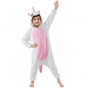 miniatura Disfraz de Unicornio Infantil – Mono Kigurumi Rosa Claro y Blanco 1