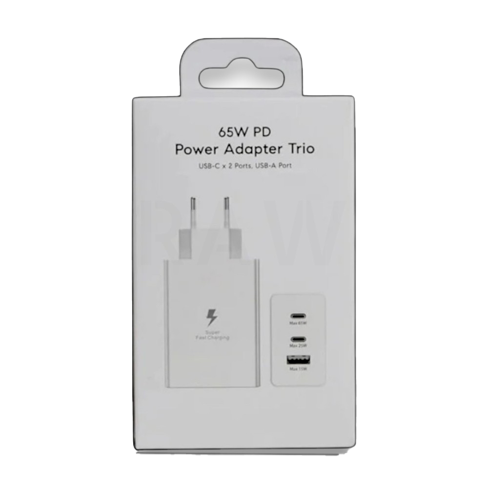 Cargador 65W con 2 Puertos USB-C y 1 USB-A Blanco 1
