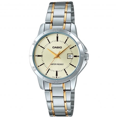 Casio Ltp-v004sg-9audf Reloj de Pulsera Analógico Para Mujer Color Dorado