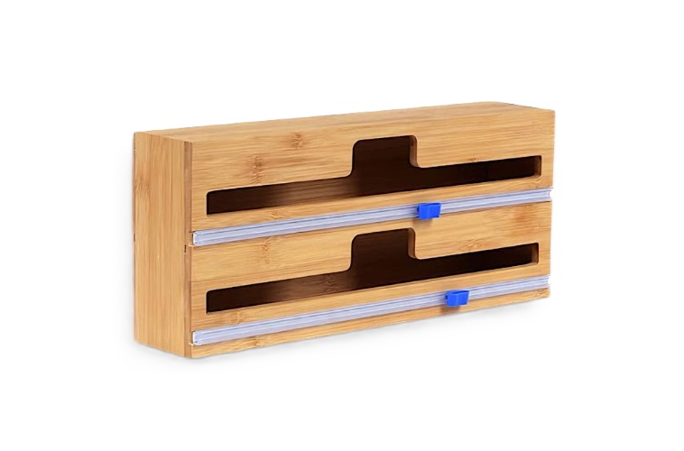 Dispensador Doble de Bambú con Cortador 1