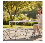 miniatura Conjunto Mesa Plegable + 4 Sillas Camping 120x60x70 cm5