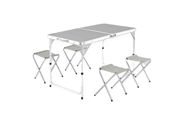 miniatura Conjunto Mesa Plegable + 4 Sillas Camping 120x60x70 cm