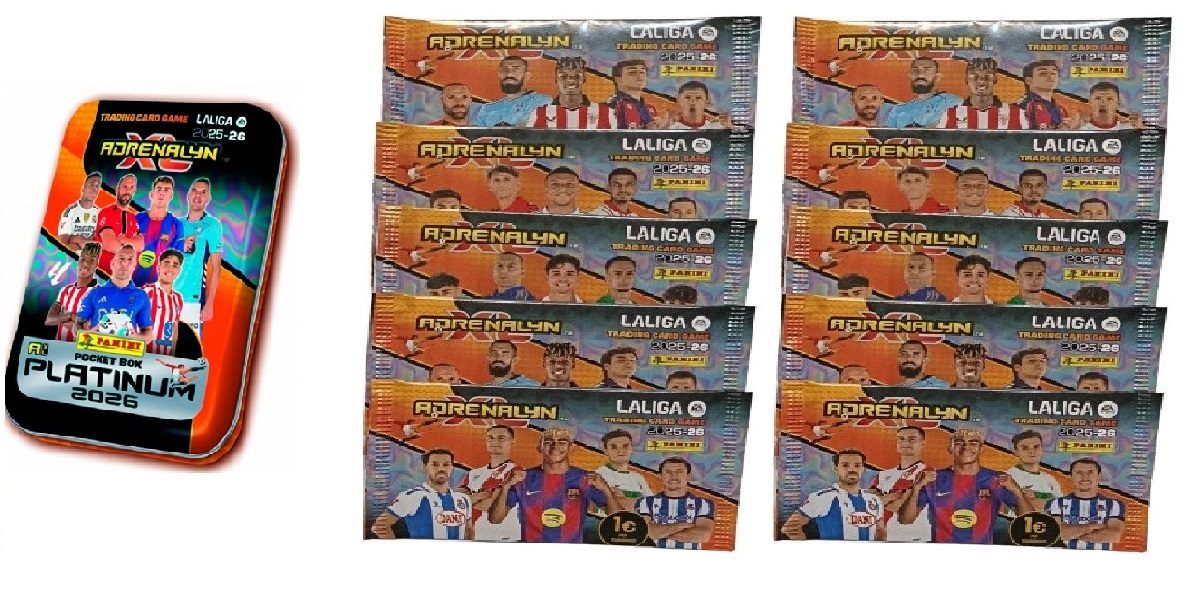 Pocket Box Platinum Lata Pequeña + 10 sobres normales Adrenalyn XL LaLiga EA Sports 2025 2026 Colecc