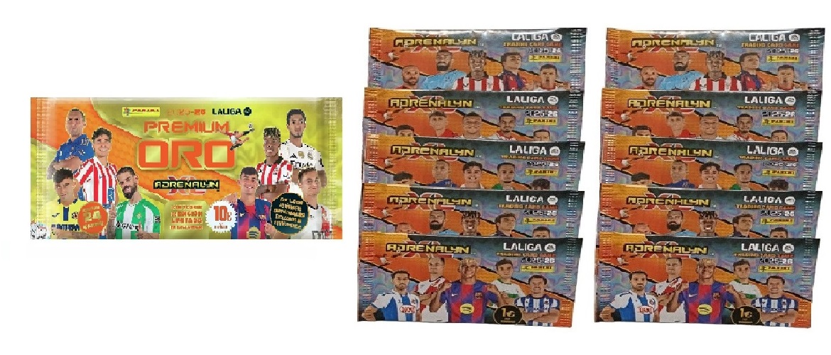 Sobre Premium Oro + 10 sobres normales Adrenalyn XL LaLiga EA Sports 2025 2026 Colección Panini