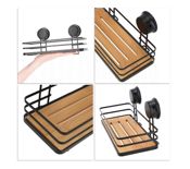 miniatura Estante 1 Nivel con Ventosa de Bambú y Metal 25,5x12x12cm 6